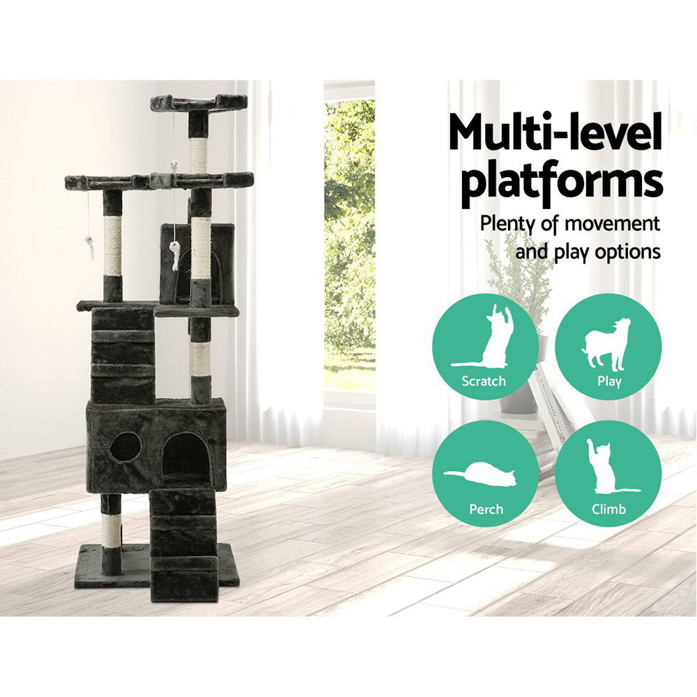 NNEDSZ Cat Tree 180cm Trees Scratching Post Scratcher Tower Condo House Furniture Wood-1