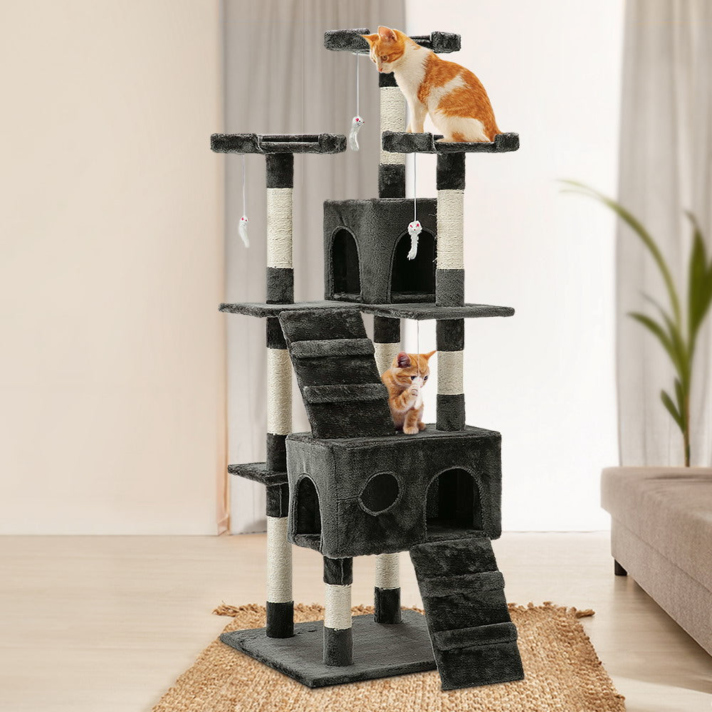 NNEDSZ Cat Tree 180cm Trees Scratching Post Scratcher Tower Condo House Furniture Wood-3