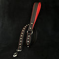 Black soft leather studded leash